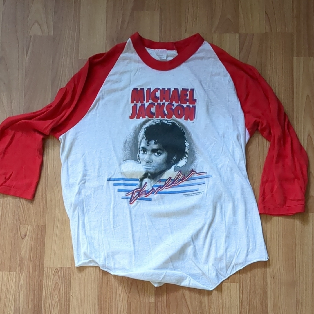 Vintage Red and White Michael Jackson Thriller Raglan Tee